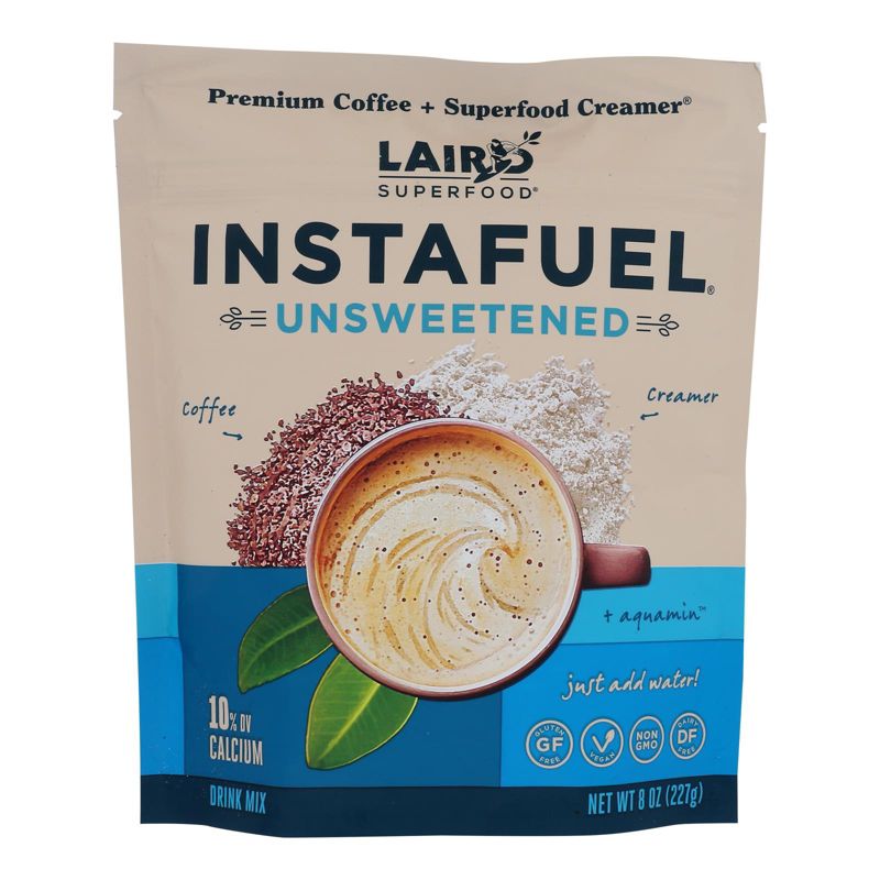 Laird Superfood Instafuel Unsweetened Premium Coffee + Superfood Creamer Mix - Case of 6/8 oz, 2 of 8
