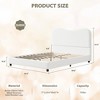Homhougo Twin Bed Frame for Kids with Velvet Upholstered Headboard, Cute Low Profile Platform Bed for Girls and Boys Beige - 2 of 4