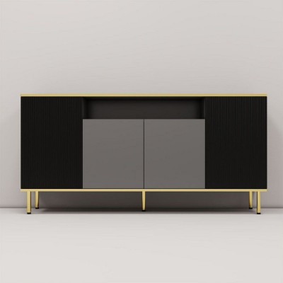 TIRAMISUBEST Buffet Cabinet Sideboards and Buffets Adjustable Shelves Open Shelf Wooden Storage (62*15*30)