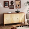 Vintage 4 Door Storage Cabinet, Carved Scatter Pattern Dining Sideboard, Large Buffet with Adjustable Shelves, Living Room Console Accent Cabinet - 2 of 4