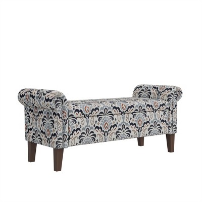 OUTSUPPLY Storage Ottoman Bench, Floral Bonsai Fabric, Hidden Storage for Living Room & Bedroom