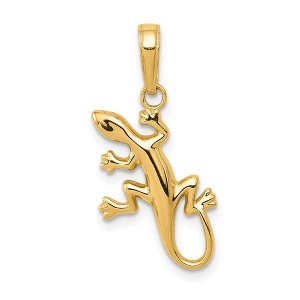 Black Bow Jewelry 14k Yellow Gold Small 2D Polished Lizard Gecko Pendant - 1 of 4