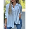 Womens Long Sleeve Polka Dot Jacquard Loose Fit Button Down Shirt - 3 of 4