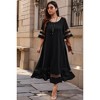I AM A FASHION JUNKY Plus Size Mesh Splicing Round Neck Long Dress - 3 of 4