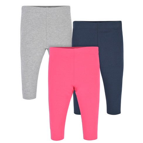 Gerber Baby Girls' Premium Leggings - Hot Pink & Navy - 6-9 Months - 3-pack  : Target