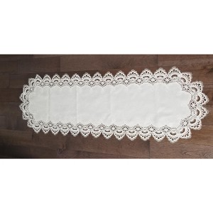 Jiallo White Floral Lace Embroidered Cutwork Rectangular Table Runner, 16 by 54  inch Table Linen Decor, Water Resistance, Machine Wash safe - 1 of 3