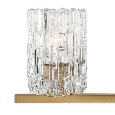 Contemporary Gold Brass Vanity Sconce with Clear Glass Shades