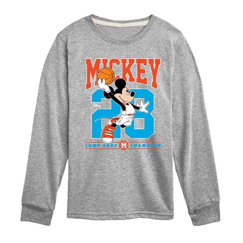 Boys Disney Mickey Mouse Basketball Jump Shot Champion Long Sleeve Graphic T shirt Athletic Heather X large Target