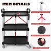 176LBS Folding Service Cart Heavy Duty Foldable Utility Cart w/ 360° Swivel Wheels Ergonomic Red Handle for Office Garage Home - 3 of 4