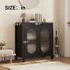 Modern Sideboard Cabinet for Living Room & Dining Room - Black Accent Storage with Adjustable Shelves & Glass Doors, Small Console Cabinet - 2 of 4
