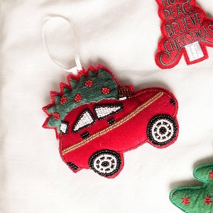 NAYSAYE Party Decoration Santa Car Hanging Ornament for Christmas Tree Decorations, Red, 5"*0.5"*3" - 1 of 4