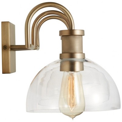 Aged Brass 3-Light Vanity with Clear Glass Domes and Dimmable Feature