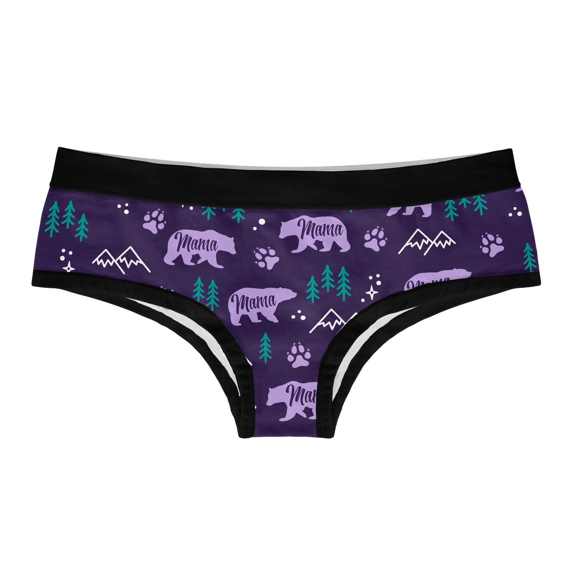 Womens Mama Bear Panties Cute  Print Wild Animal  Underwear for Mom - Crazy Dog Hipster Underwear Gift for Mom Purple L