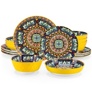 vancasso 16 piece Bohemian style ceramic tableware set including plates, dessert plates, soup plates, and bowls, serving 4 people - 1 of 4
