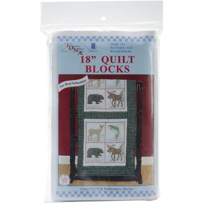 Jack Dempsey Stamped White Quilt Blocks 18"X18" 6/Pkg-Wilderness