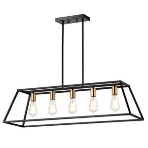 Chloe Lighting Ironclad Industrial 5 Light Textured Black Island Pendant Ceiling Fixture 38"Wide - 1 of 4