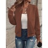 BLUEMING Womens Bomber Jackets Casual Stand Collar Zip Up Textured Lightweight Jackets Outfits with Pockets - 4 of 4