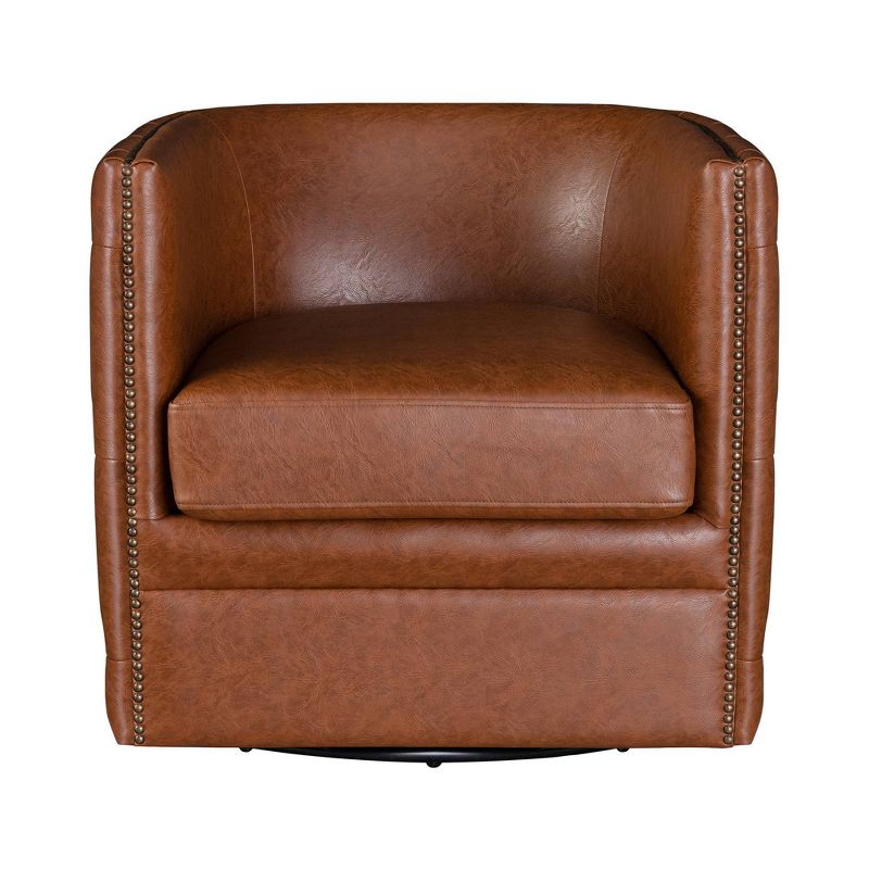 Milton Tufted Barrel Swivel Chair Brown - Madison Park, 1 of 14