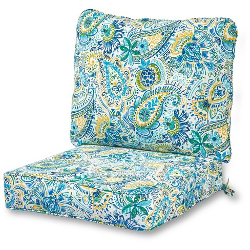 2pc Baltic Paisley Outdoor Deep Seat, Deep Seating Outdoor Chair Cushion Set
