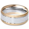 Pompeii3 8mm Hammered Two Tone Mens 14K Gold Wedding Band - 2 of 3
