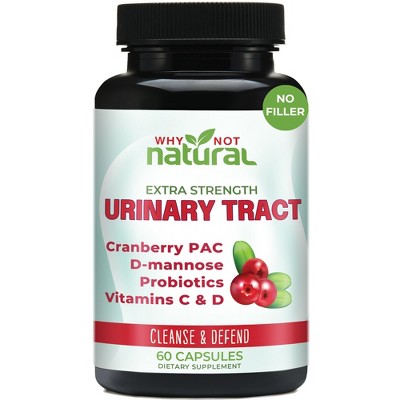 Why Not Natural 5-in-1 UTI Pills with D Mannose, Cranberry PAC Extract, Probiotics and Vitamin C & D - Urinary Health Formula for Women and Men