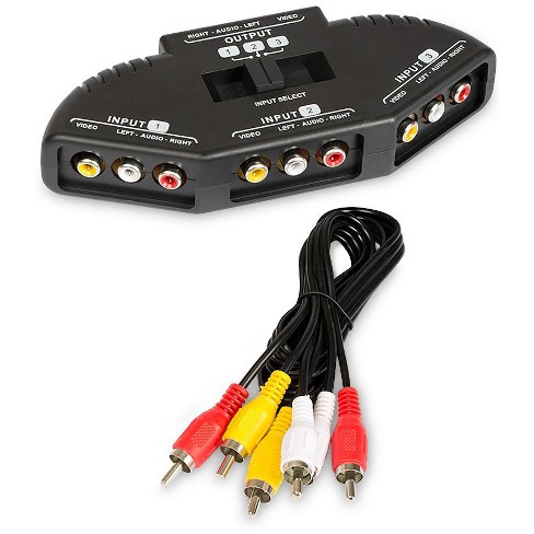 Fosmon Av Audio Video Rca Composite 3 Way Switch Splitter Hub Box With ...
