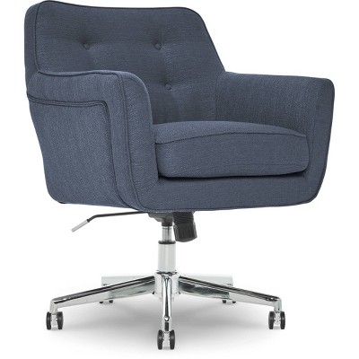 Sanctuary Blue Memory Foam Swivel Home Office Chair with Arms