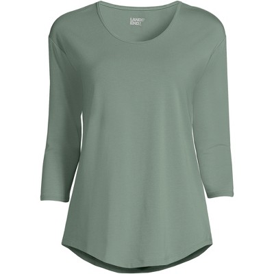Lands' End Women's Petite Long Sleeve Performance Crew Neck Tunic Small Deep Balsam Encircle Geo