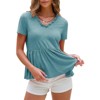 EXLURA Women's Summer Short Sleeve Peplum Babydoll Tops Cute V Neck T Shirts - 4 of 4