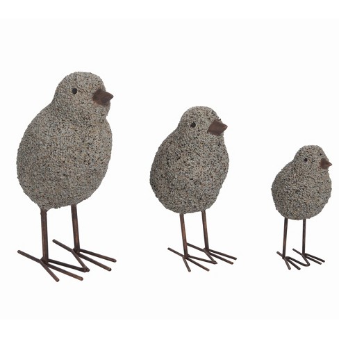 Transpac Gray Spring Gravel Birds Tabletop Decoration Set of 3 Polyresin 8 in. - image 1 of 2