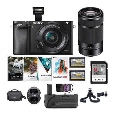 Sony Alpha a6000 24.3MP Mirrorless Camera with 16-50mm and 55-210mm Lens Bundle