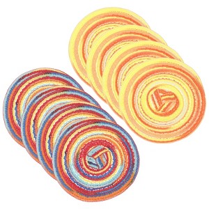 Unique Bargains Woven Braided Washable Decorative Round Placemat 8 Pcs - 1 of 4