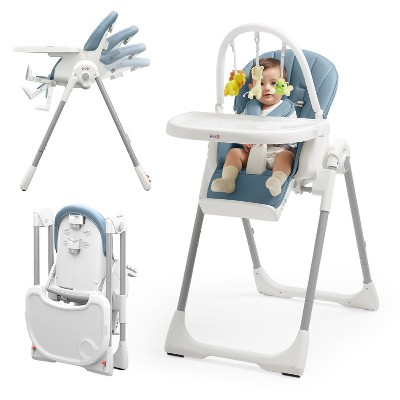 KUB Baby High Chair, 3 in 1 Foldable High Chair with 7 Height & 4 Recline Adjustable, Removable Tray & Seat