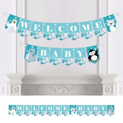 Big Dot of Happiness Arctic Polar Animals - Winter Baby Shower Bunting Banner - Party Decorations - Welcome Baby