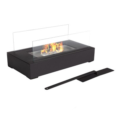 Hastings Home Bio Ethanol Ventless Tabletop Rectangular Fireplace - Black