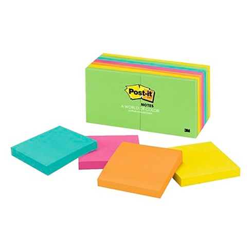 Post-it Original Notes, 3 X 3 Inches, Capetown Colors, Pad Of 100