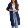 Girl's Long Cardigans Lightweight Sweater Knit Cardigan Open FrontLong Sleeve Shacket for Fall Longline Cardigan with Side Pockets,Navy Blue - L - 3 of 4