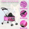 FDW 4 Wheels Pet Stroller Cat Dog Stroller Portable Folding Travel Carrier Strolling Cart Waterproof With Storage Basket Mesh Windows - 4 of 4