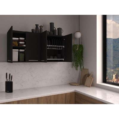 White Engineered Wood Four-Door Wall Cabinet with Shelves