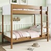 Whisen Twin Over Twin Bunk Bed with Boucle Upholstered Headboard and Footboard, Ladder, Safety Guardrails - Natural - 2 of 4