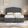Full/Twin Size Upholstered Wooden Platform Bed Frame with Storage Drawers 4L -ModernLuxe - 2 of 4