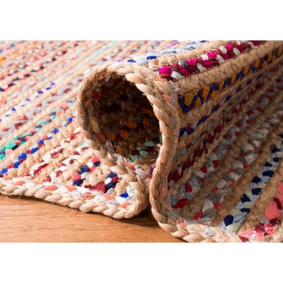 Cape Cod Handwoven Natural Multi 8' Square Jute Area Rug