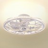 20" Retro Matte Floral Ceiling Fan with 3-Color LED Ring Light, Flush Mount Design and Brushed Gold Accents for Bedroom & Living Room - 2 of 4