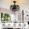Kviflon 18 Inch Caged Ceiling Fan with Light and Remote,8 Blades,2 Downrod Industrial Style,for Dining Room,Kitchen,Bedroom - 3 of 4