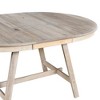 Gulches Natural Wood Wash Extendable Round Dining Table, Solid Wood & MDF, 41.4"-56.6" Adjustable, 200LBS Capacity - 3 of 4