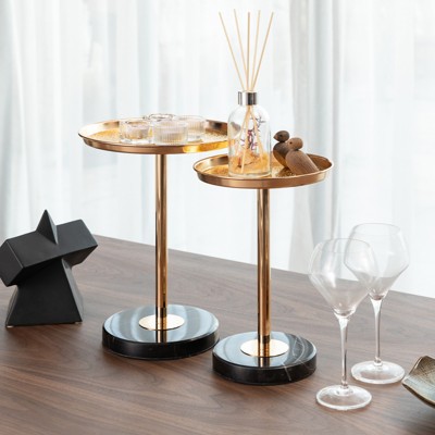 Modern Coffee Table End Table, Pedestal Center Tea Side Table, Accent Table for Small Spaces, Living Room Drink Martini Table, for Home Decor