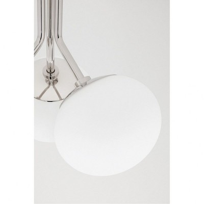 Polished Nickel 3-Light Semi-Flush Mount with White Glass Shade