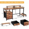 Itopfox Computer Desk with File Cabinet & Power Outlets, Home Office Desk with 2 Monitor Stands & Storage Drawer, Writing Gaming Table with Shelves - 3 of 4