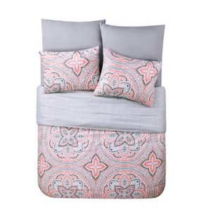 Queen Janerisa Comforter Set Coral - VCNY Home, Pink