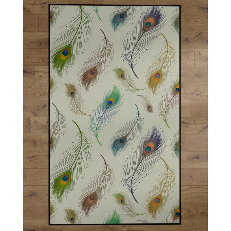 Deerlux Modern Animal Print Living Room Area Rug with Nonslip Backing, Peacock Pattern, 8 x 10 Ft Large, 1 of 6